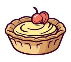 A pie with a cherry on top vector