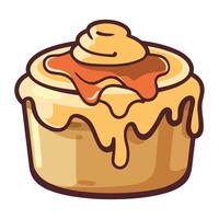 A cartoon pastry with caramel sauce on top vector
