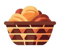 Basket of bread flat icon illustration vector