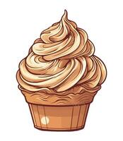 A cupcake with whipped cream on top vector