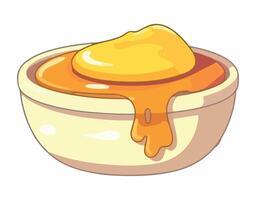 A bowl of honey with a spoon on top vector