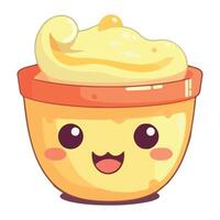 A cartoon bowl with a smiley face vector