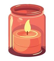 Candle in glass jar illustration vector