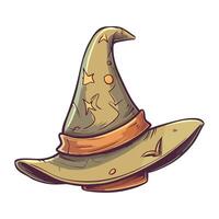 A cartoon witch hat with a star on it vector