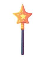 A cartoon magic wand with a star on top vector