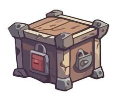 A cartoon chest with a lock on it vector