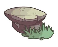 A stone with grass on it and a rock vector