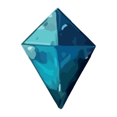 A blue diamond with a white background