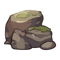 A cartoon rock with moss on it vector