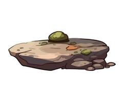 A cartoon rock with a green stone on it vector