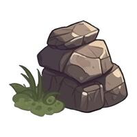 Stone pile with grass and rocks vector