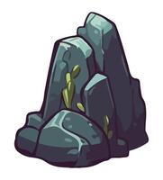 Rock with plants and moss on it vector