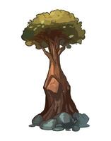 Tree with rocks and rocks illustration vector