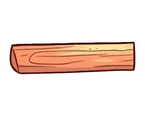 A cartoon wood log on a white background