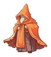 An illustration of a wizard in an orange cloak vector