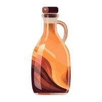 A bottle of syrup with brown liquid inside vector
