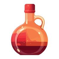 A bottle of syrup with a red liquid inside vector