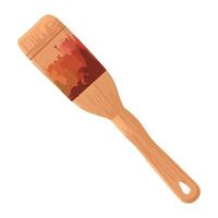 A paintbrush with a red and orange paint on it vector