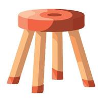 Wooden stool with two legs and a wooden base vector
