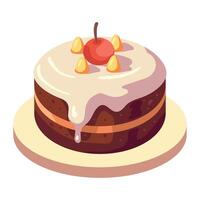 A cake with a cherry on top vector