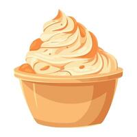 A bowl of whipped cream with a white background vector