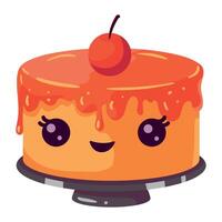 A cartoon cake with a cherry on top vector