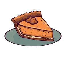 A slice of pumpkin pie on a plate vector
