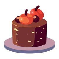 A chocolate cake with cherries on top vector