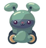 A cute green robot with two eyes and a big nose vector
