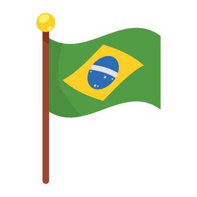 Brazil flag waving on a pole illustration