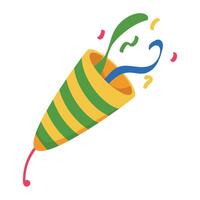 A colorful party hat with confetti and streamers vector