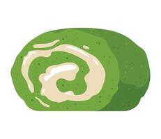 A green roll with cream on top vector