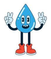 Water drop cartoon character with two hands and feet vector