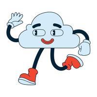 A cartoon cloud running with arms outstretched vector