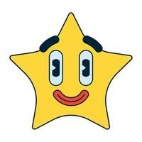A yellow star with a smiley face vector