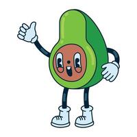 An avocado character with thumbs up and a smile vector