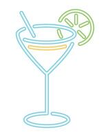 A martini glass with a slice of lemon and a straw vector