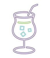 A drink with a straw and cubes in it vector