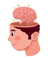 A man with a brain inside his head vector