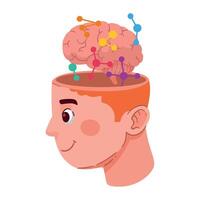 Illustration of a man's brain with colored dots vector