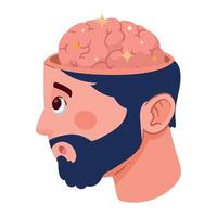 A man with a beard and a brain in his head vector