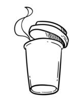 A black and white drawing of a cup with a lid vector
