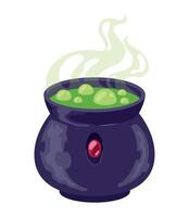 A cauldron with green balls in it vector