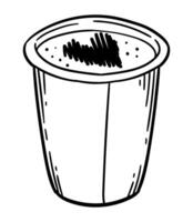 A cup of coffee in a plastic container vector