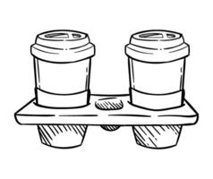 Two coffee cups on a shelf with a handle vector