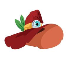 A cartoon hat with a green eye vector