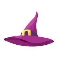 Purple witch hat on white background vector
