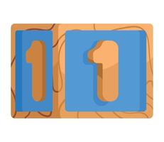 A wooden number one on a white background vector
