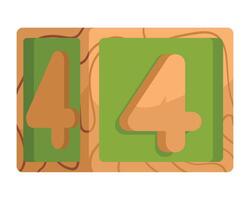 Four wooden blocks with the number four on them vector