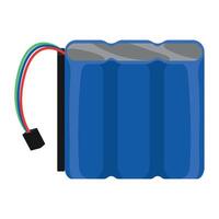 A blue battery with wires attached to it vector